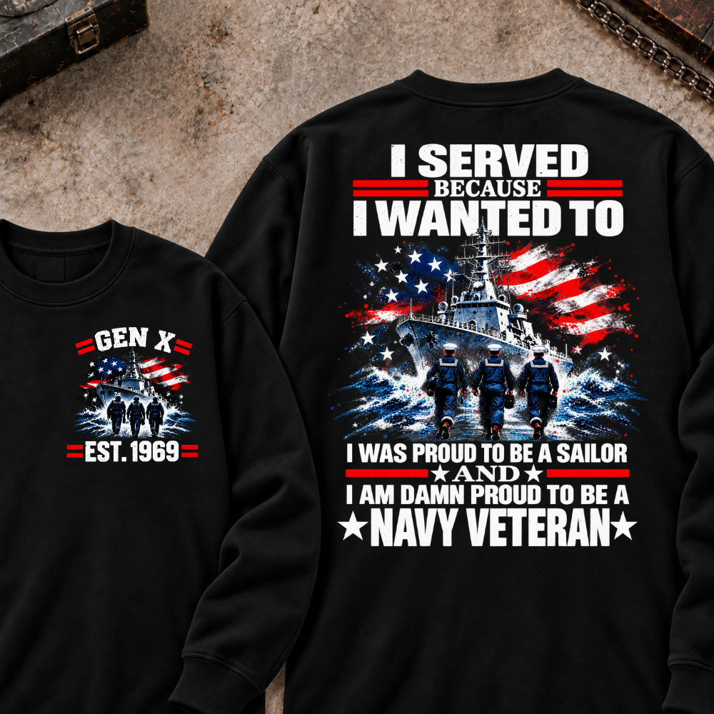 Served Because I Wanted To Was Proud To Be A Sailor And I Am Damn Proud To Be A Navy Veteran Custom Your Year Sweatshirt