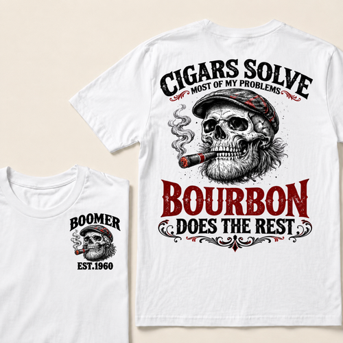 Boomer EST.Year Cigars Solve Most Of My Problems Bourbon Does The Rest T-shirt