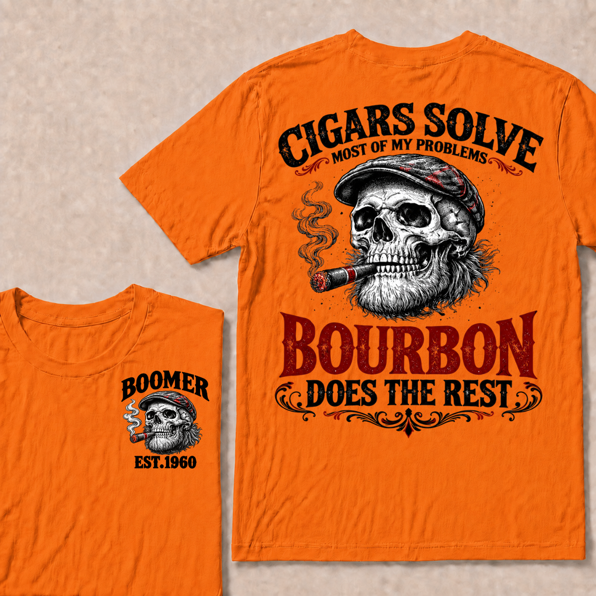 Boomer EST.Year Cigars Solve Most Of My Problems Bourbon Does The Rest T-shirt