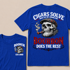 Boomer EST.Year Cigars Solve Most Of My Problems Bourbon Does The Rest T-shirt