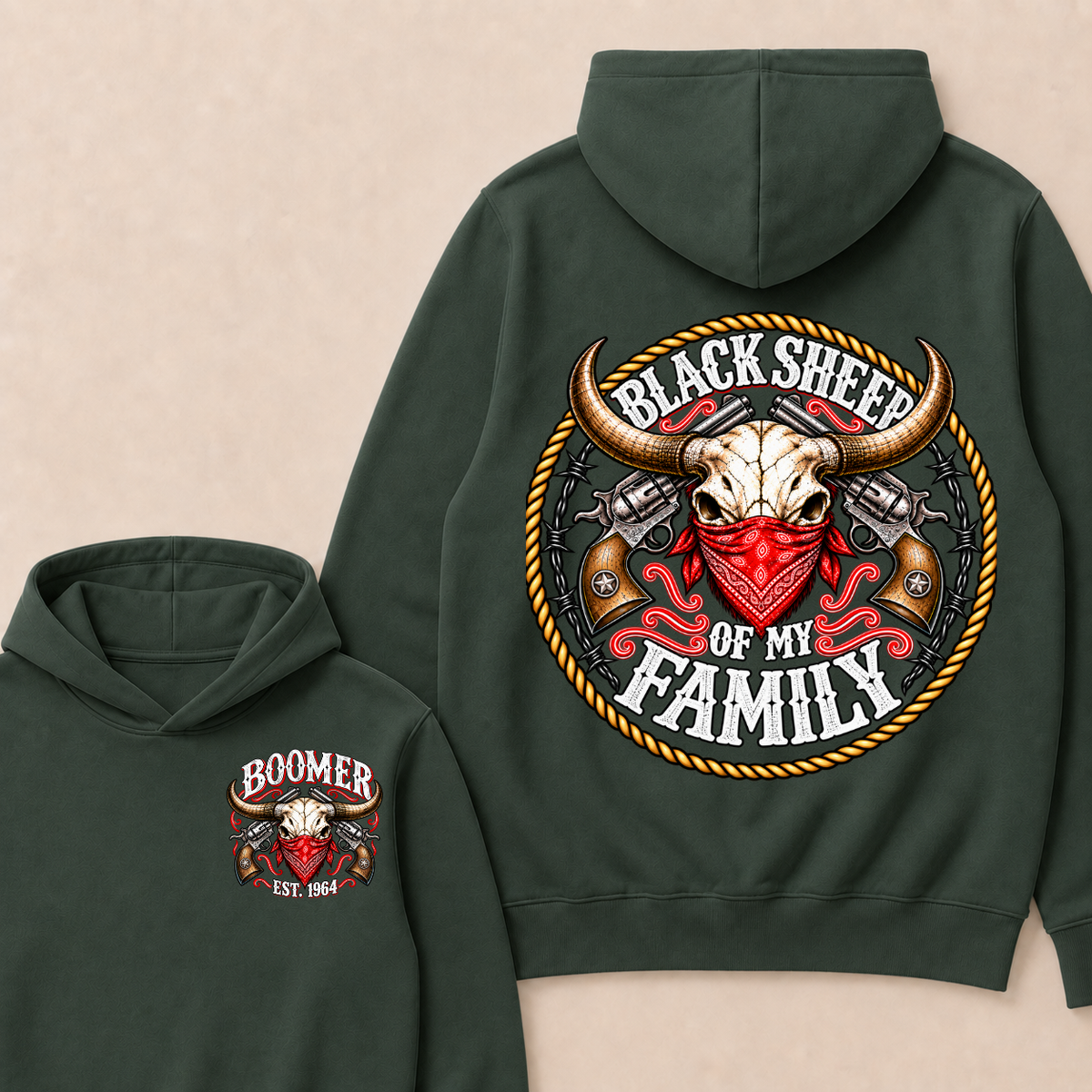 Boomer Est. year Black Sheep Of My Family Hoodie