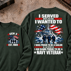 Served Because I Wanted To Was Proud To Be A Sailor And I Am Damn Proud To Be A Navy Veteran Custom Your Year Sweatshirt