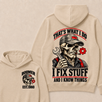 That's What I Do I Fix Stuff And I Know Things Boomer Est. Year Hoodie