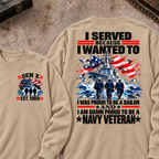 Served Because I Wanted To Was Proud To Be A Sailor And I Am Damn Proud To Be A Navy Veteran Custom Your Year Sweatshirt