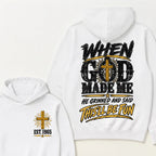 Custom Year Faith Cross Hoodie | Double Sided When God Made Me Graphic Sweatshirt