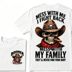 Boomer EST.Year Cowboy Skull Mess With Me I Fight Back Mess With My Family Graphic T-Shirt