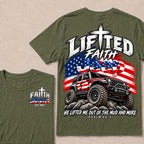 Custom Year Lifted Faith Jeep He Lifted Me Out Of The Mud And Mire Psalm 40:2 T-Shirts