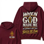 Custom Year Faith Cross Hoodie | Double Sided When God Made Me Graphic Sweatshirt
