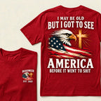 Boomer I May Be Old But I Got To See America Vintage Eagle USA Flag T-Shirt
