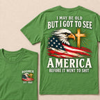Boomer I May Be Old But I Got To See America Vintage Eagle USA Flag T-Shirt