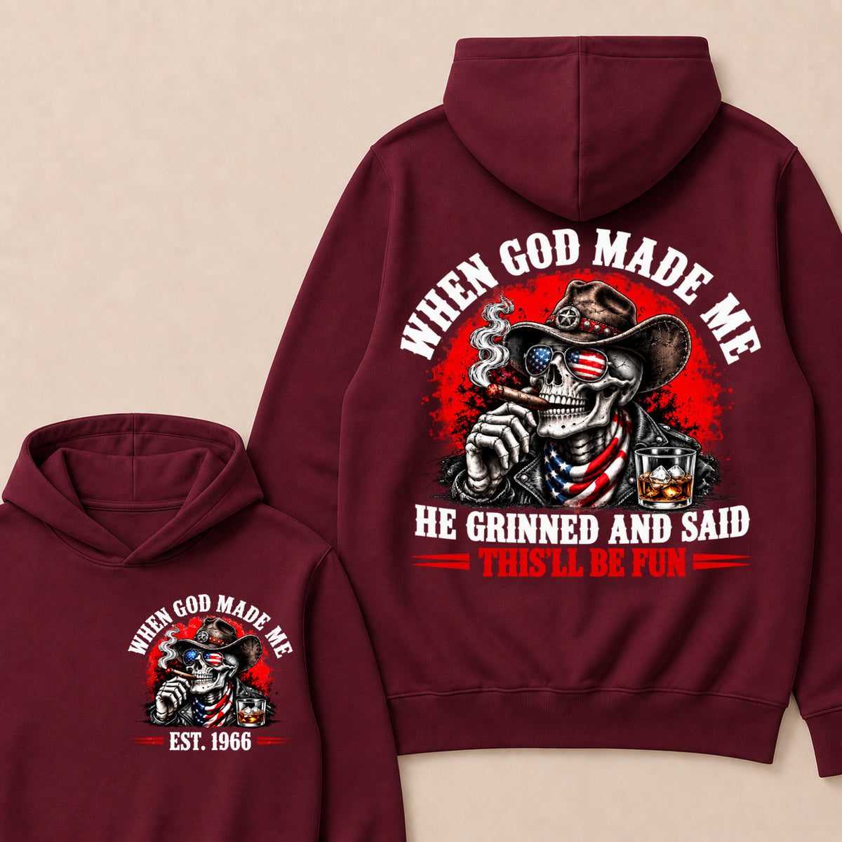 When God Made Me He Grinned And Said This'll Be Fun Est. Year Hoodie