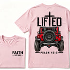 LIFTED Faith Psalm 40:2 Offroad 4X4 Jeep Christian T-Shirt EST.Year Religious Faith Graphic Tee