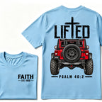 LIFTED Faith Psalm 40:2 Offroad 4X4 Jeep Christian T-Shirt EST.Year Religious Faith Graphic Tee